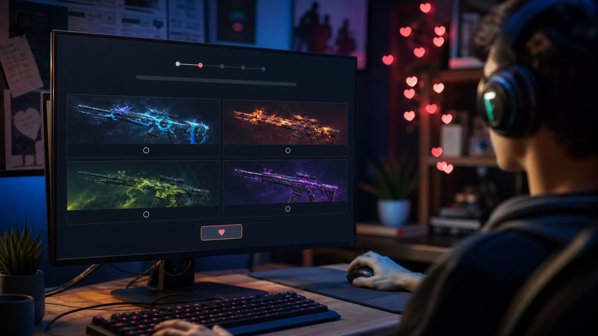 Joueur choisissant entre des causes communautaires sur un moniteur de jeu