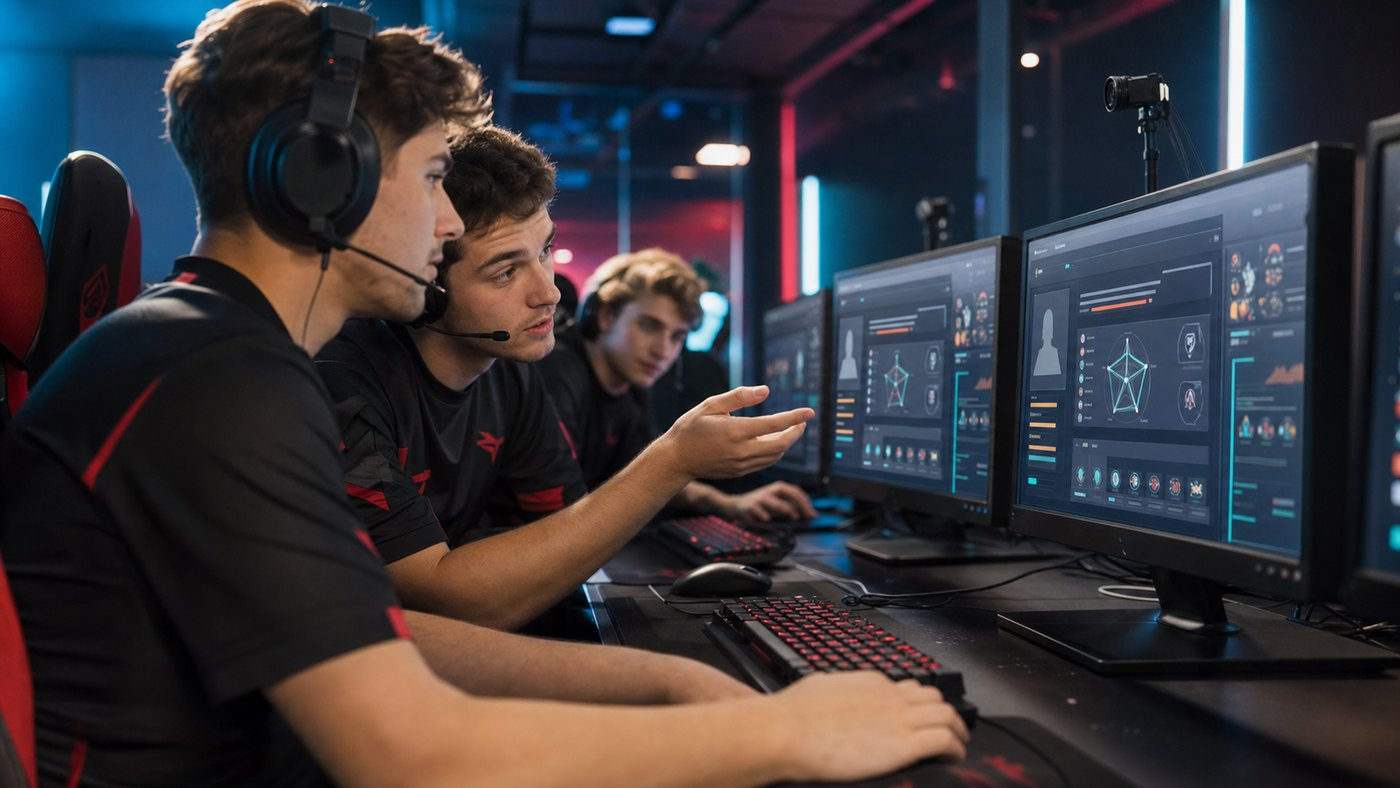 Esportspelare som granskar ett personligt spelarkort