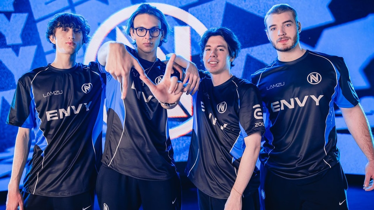 ENVY Valorant players celebrate together on stage