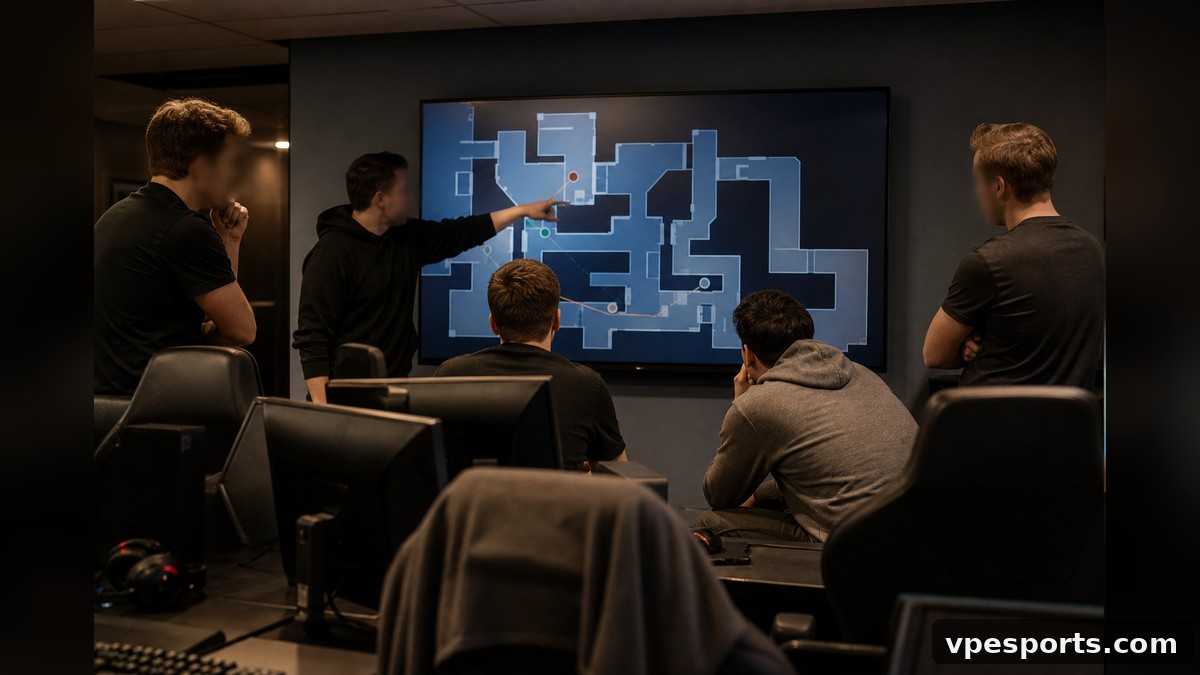 Redactionele illustratie van MIBR die problemen midden in de ronde oplost