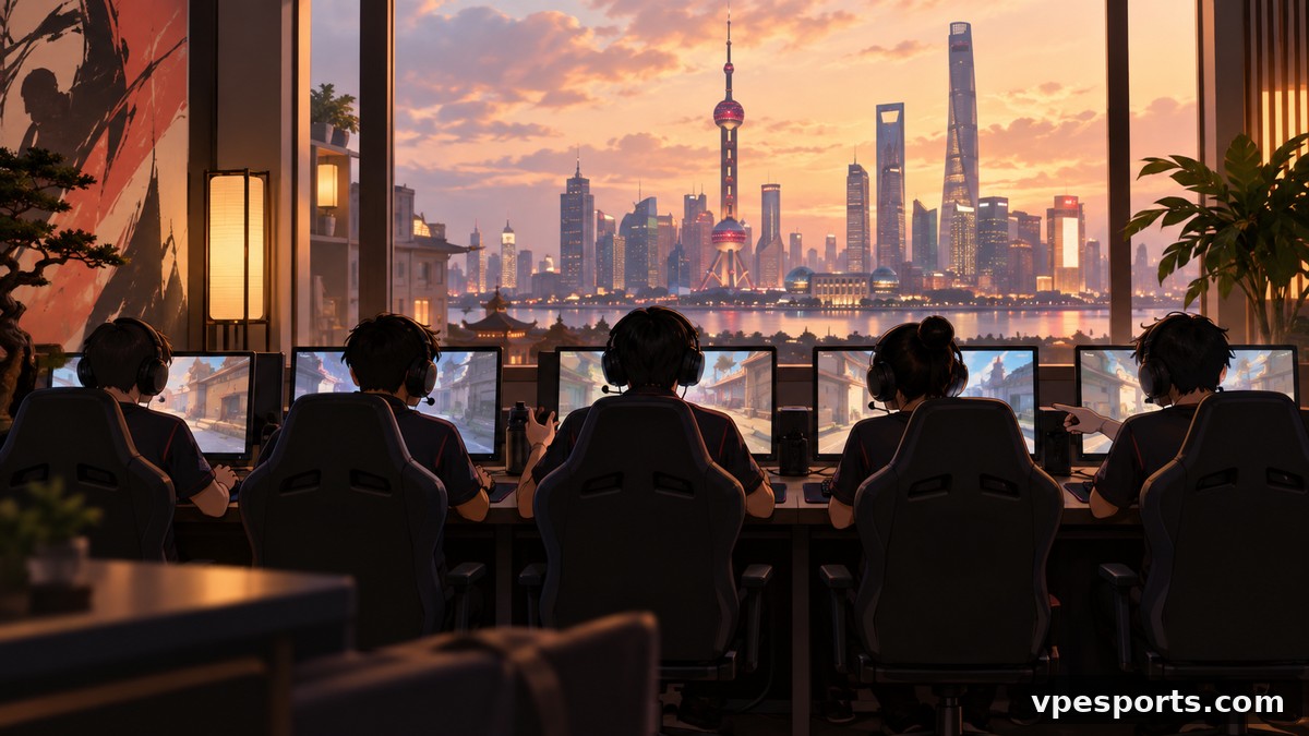 Konzeptionelle Illustration eines Teamtrainings vor Shanghai