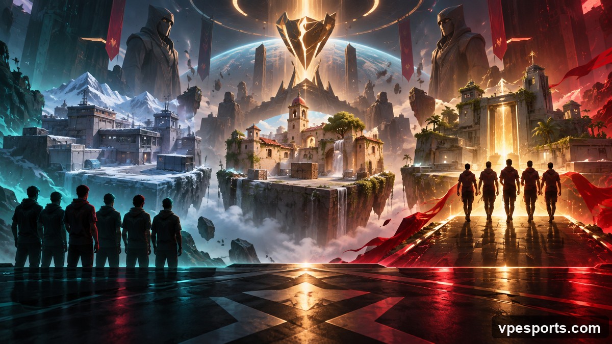 Conceptuele illustratie van Paper Rex die een serie van drie maps tegen Team Liquid wint