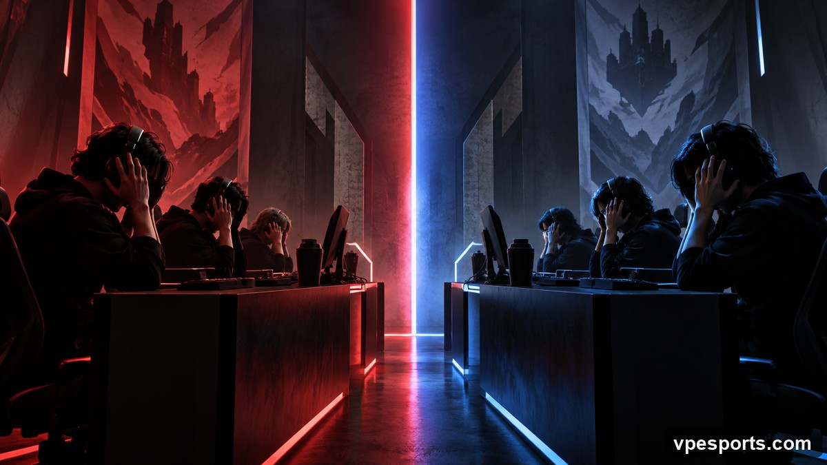 Illustration conceptuelle de deux équipes lors d'une série de playoffs Valorant serrée
