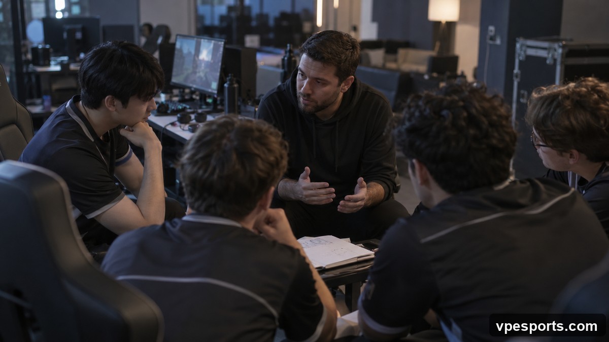 Ein Coach und Spieler besprechen ihren Plan zwischen den VALORANT-Karten