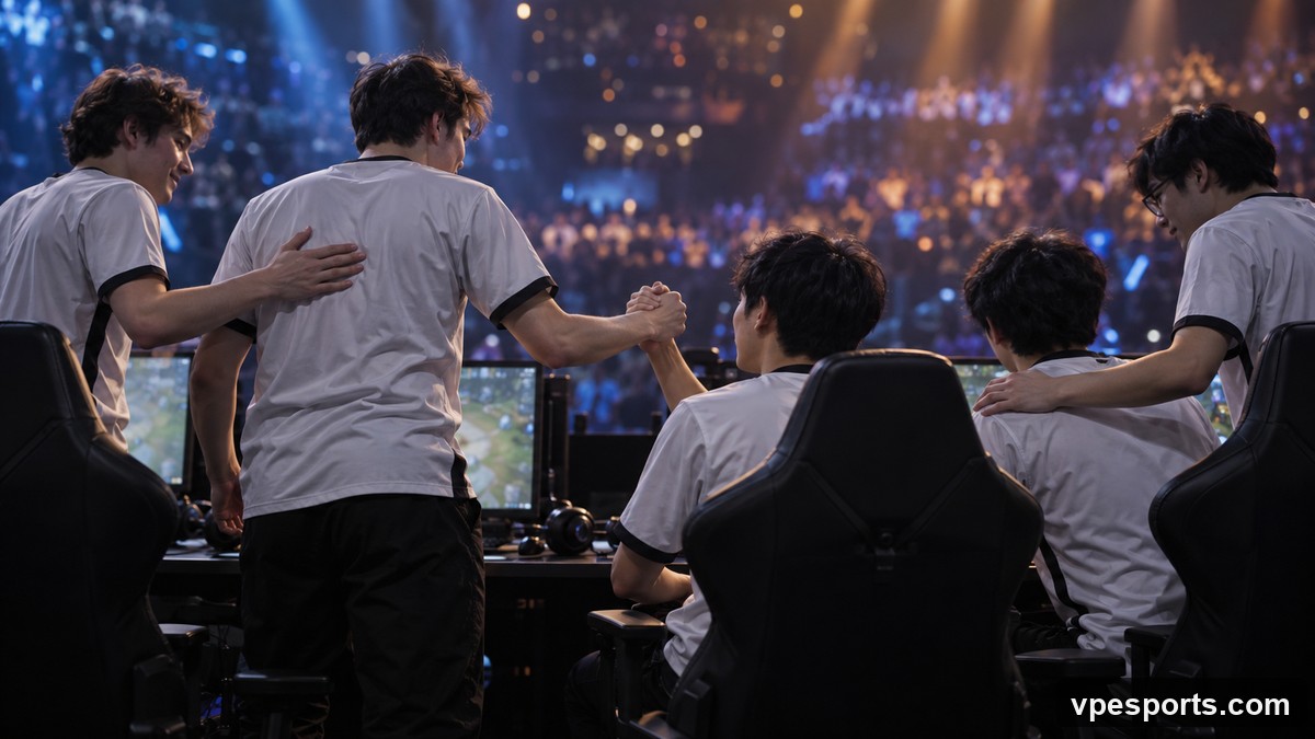 Un equipo de esports celebra tras una serie decisiva de torneo
