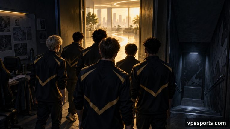 Conceptual illustration of Vitality advancing past G2 to the Champions upper final