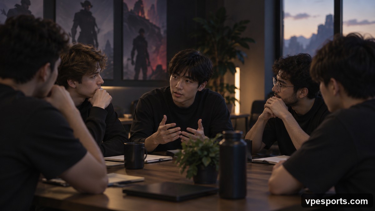Conceptual image of 100 Thieves teammates discussing communication and trust