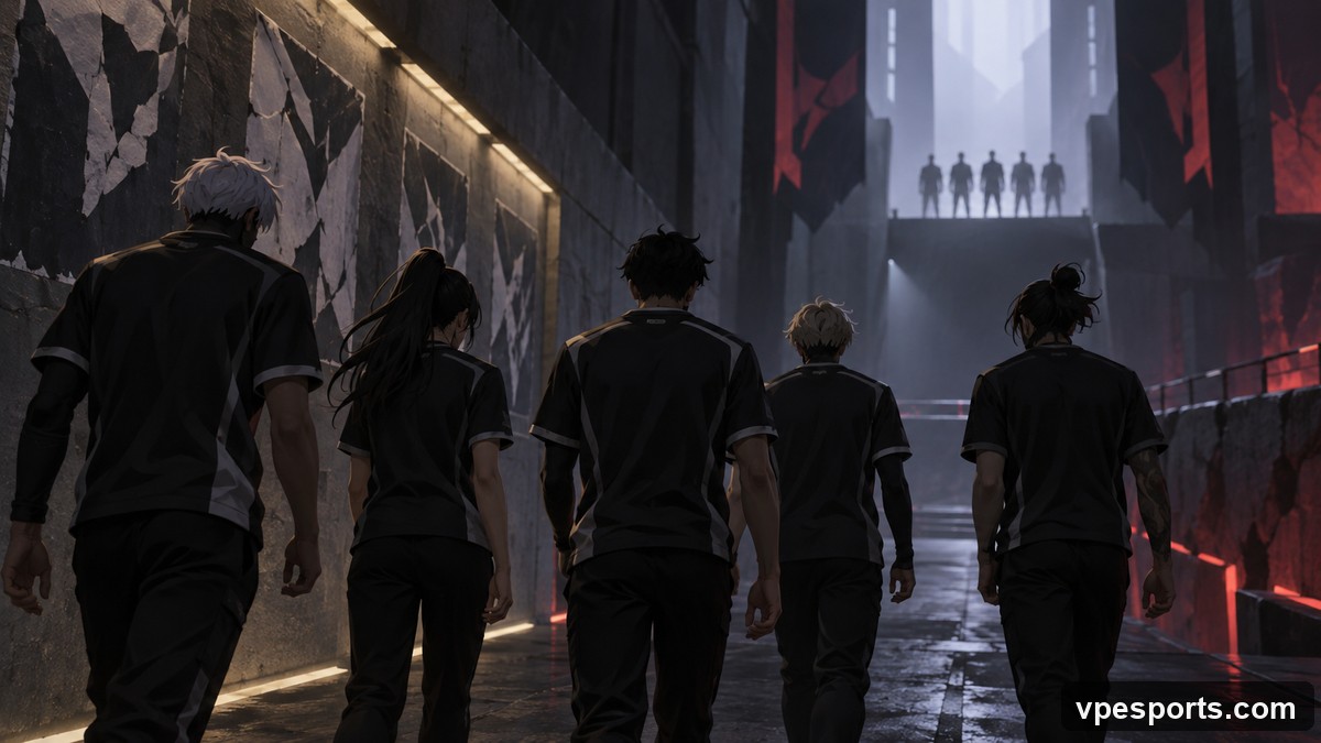 Conceptual image of a surviving esports team approaching its next lower-bracket match
