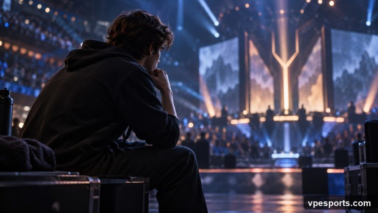 Conceptual image of a G2 player reflecting on stage pressure